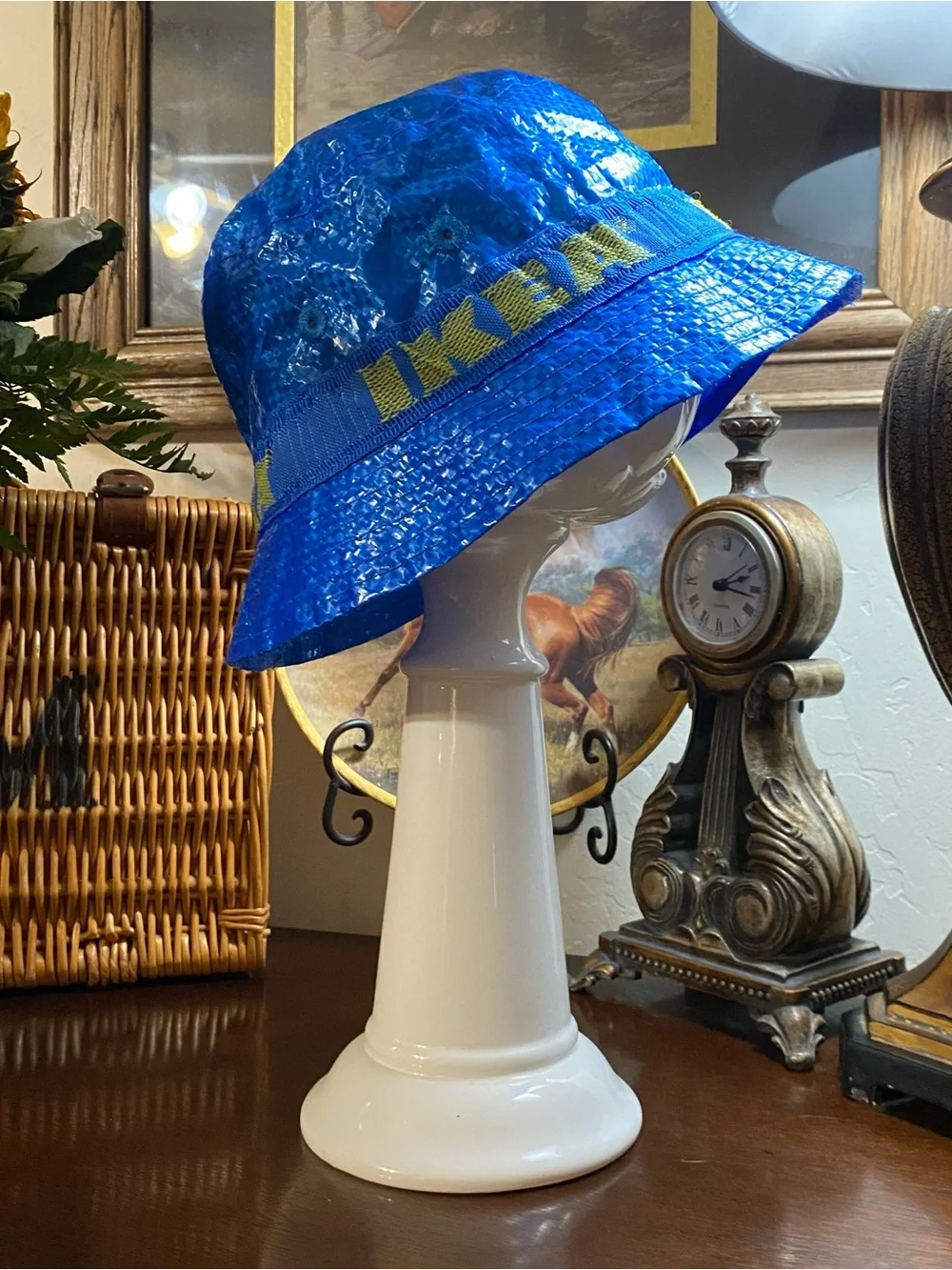 IKEA Blue Yellow Bucket Hat One Size Knorva IKEA Authentic Rain Cap Lined